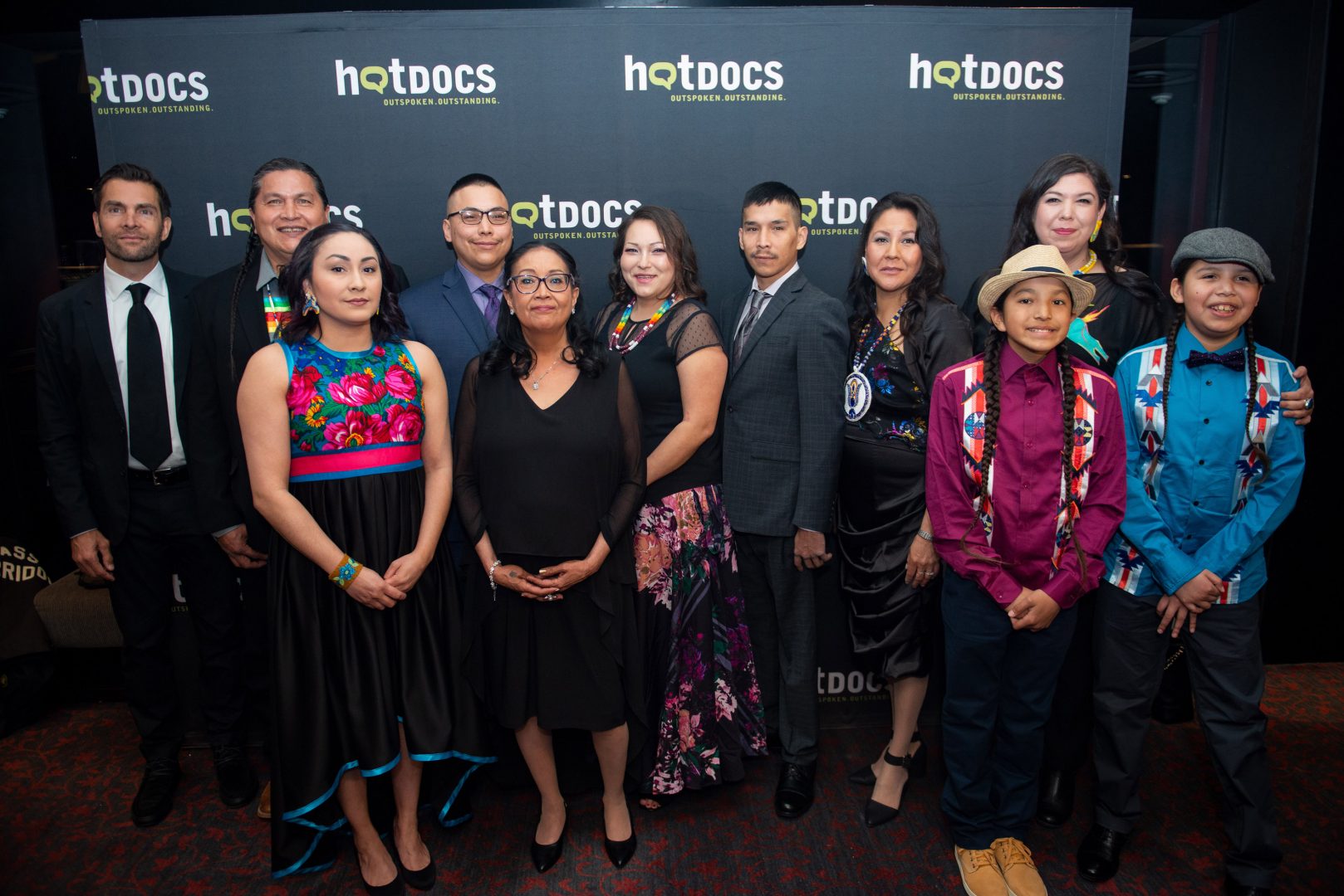Tasha Hubbard (back row, first from the right) with Colten Boushie's family on opening night at the Hot Docs Film Festival. (Photo by Joseph Michael Howarth, courtesy of Hot Docs)